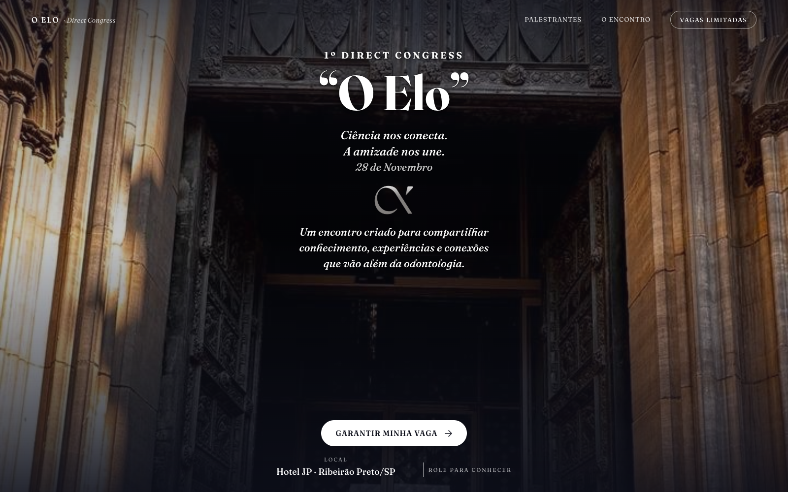 Landing page do 1º Direct Congress, O Elo, do Dr. Rafael Calixto