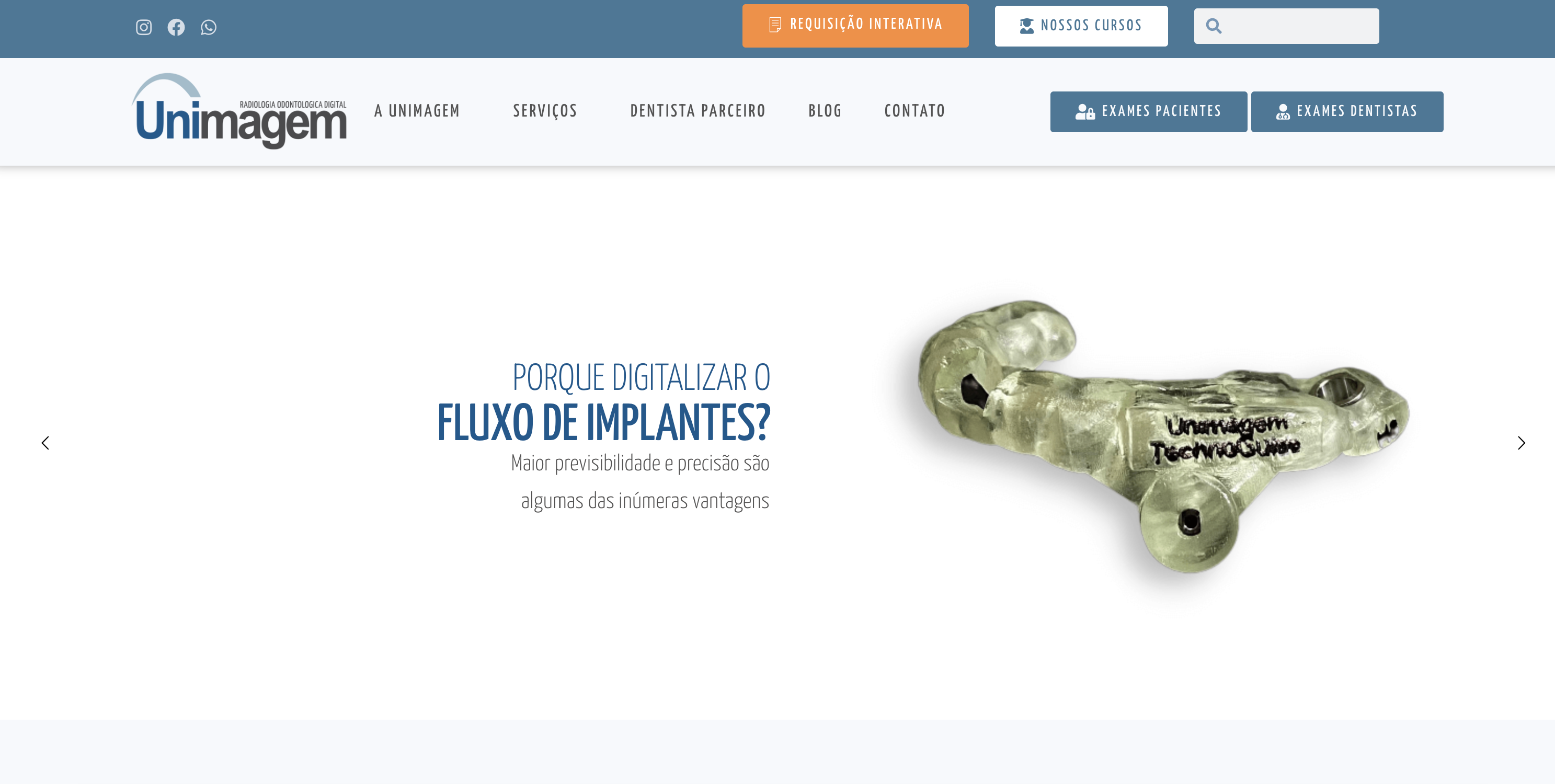 Site da Unimagem, radiologia odontológica digital